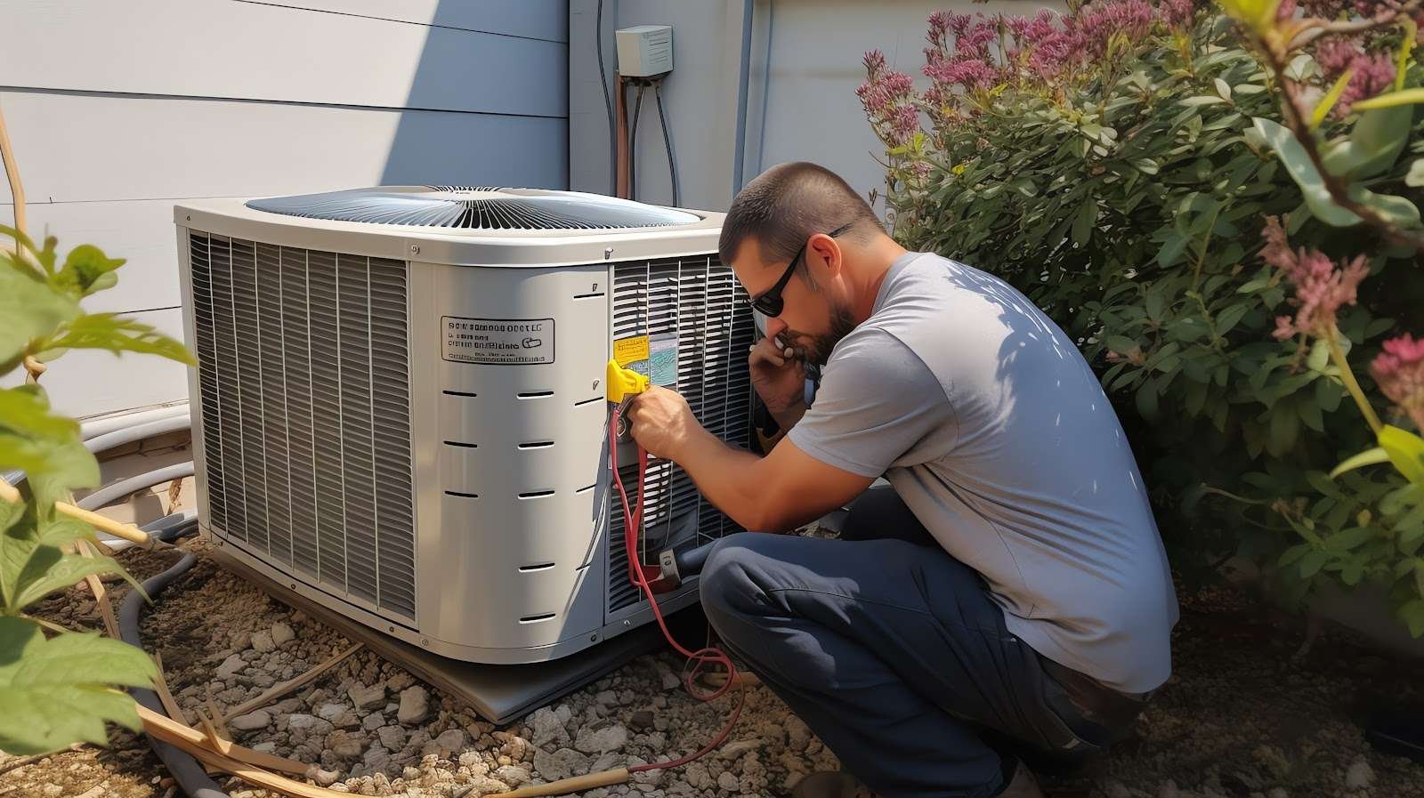 Hvac Technician Worker On Outdoor